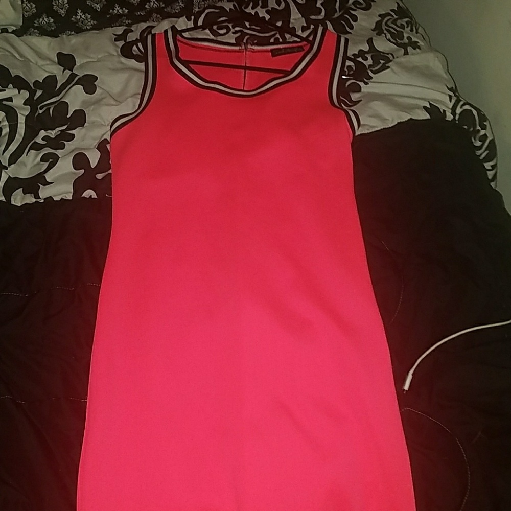 French Atmosphere Pink Flouresent Dress